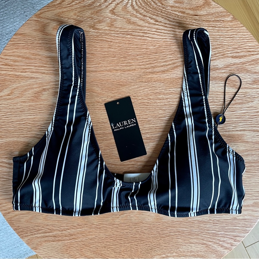 NWT Ralph Lauren Black and White Bikini Top
